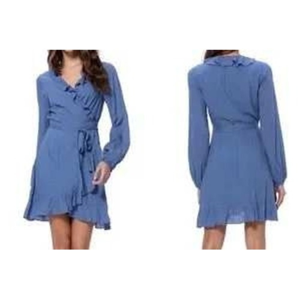 Paige Womens XS Blue Ruffle Shawna Wrap Dress in Bijou‎ Blue